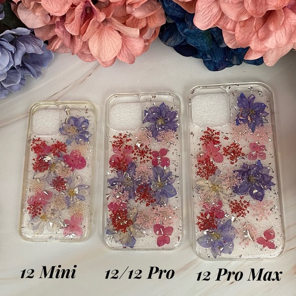 Beautiful Hand Pressed Pink & Purple Flower Glitter iPhone Case - Picture 16 of 16